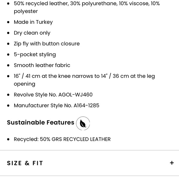 AGOLDE leather pants size 27 beige - Picture 6 of 14